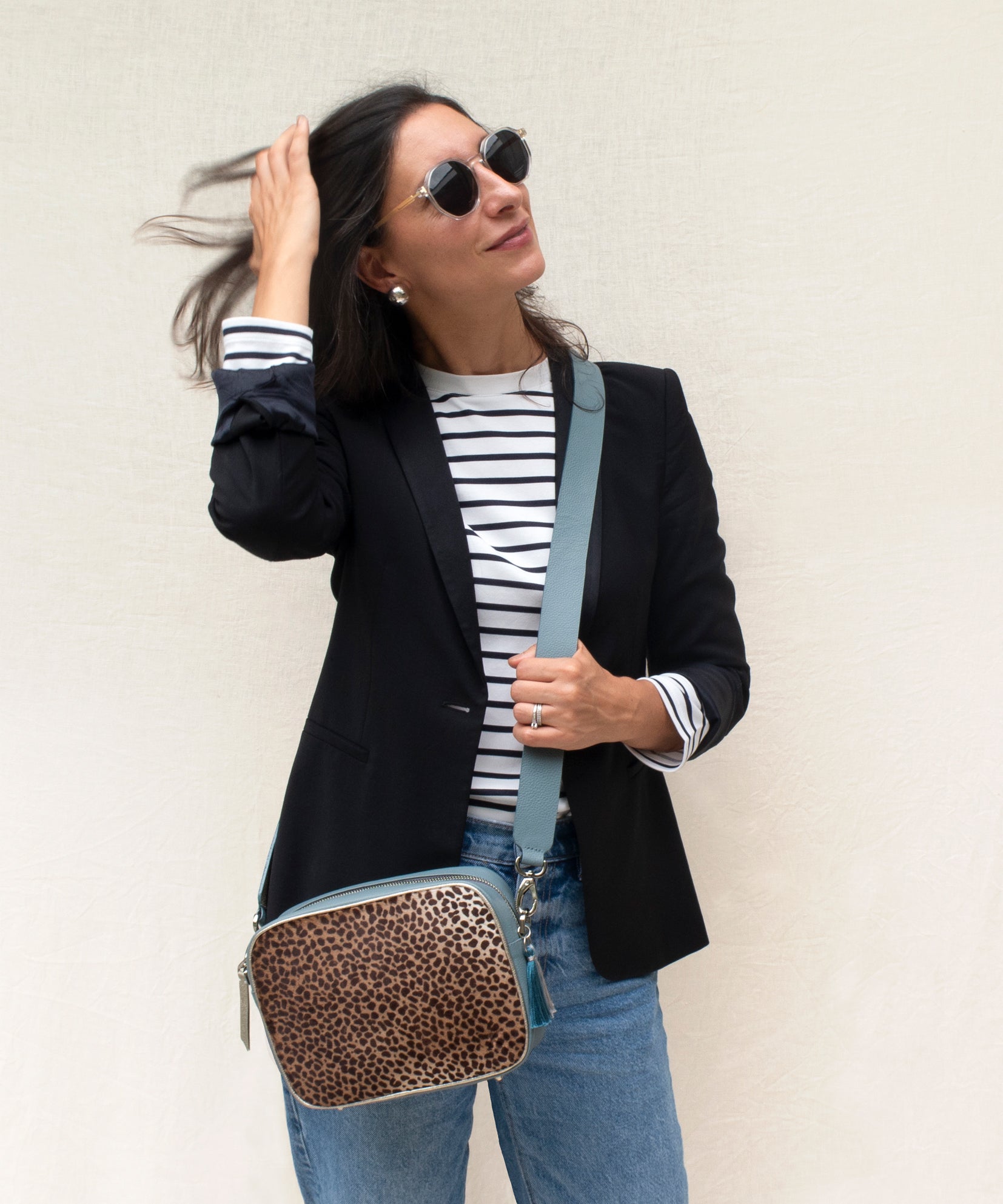 CROSSBODY BLUE SILVER SPOTS
