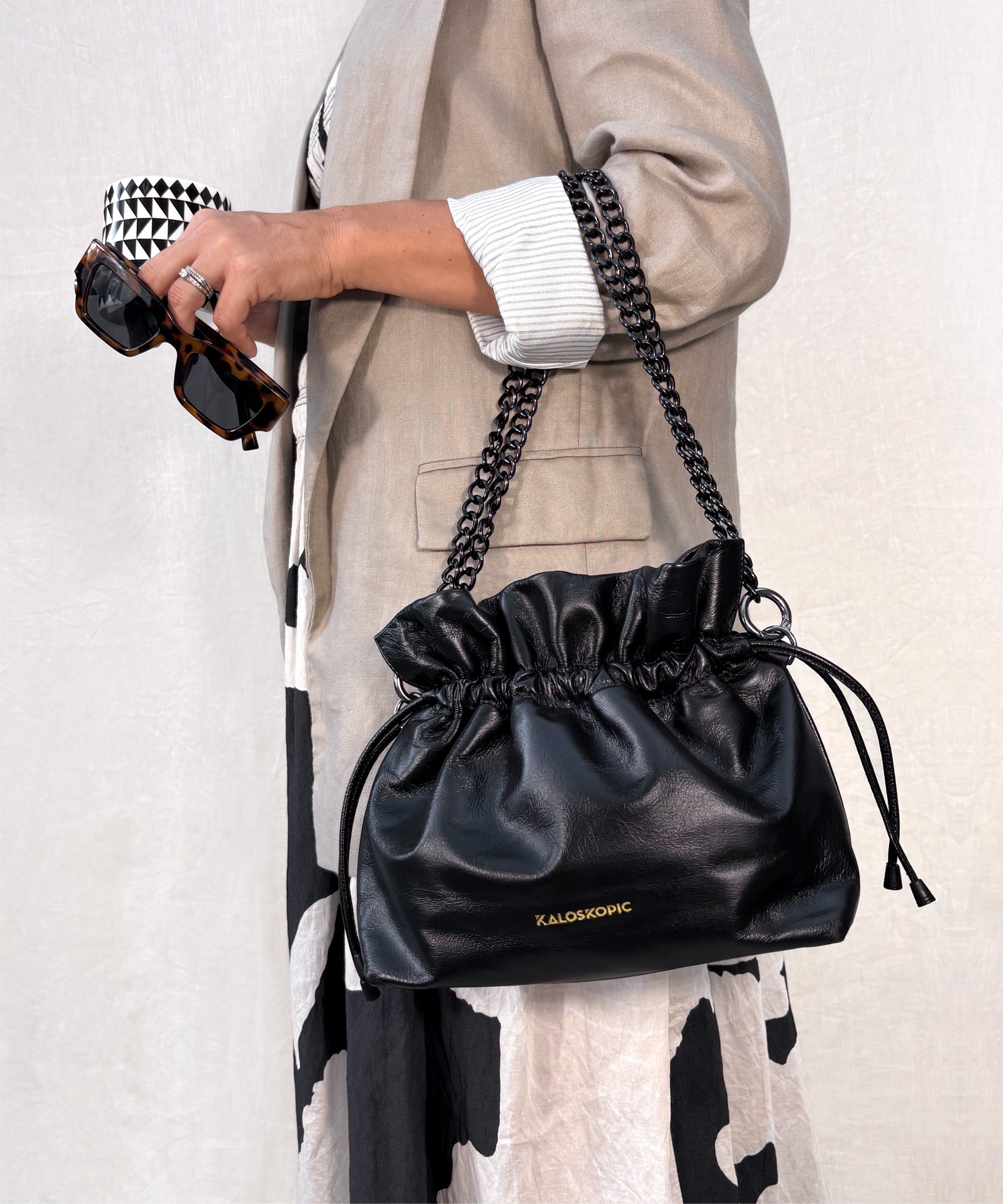BLACK NEON RUFFLE BAG