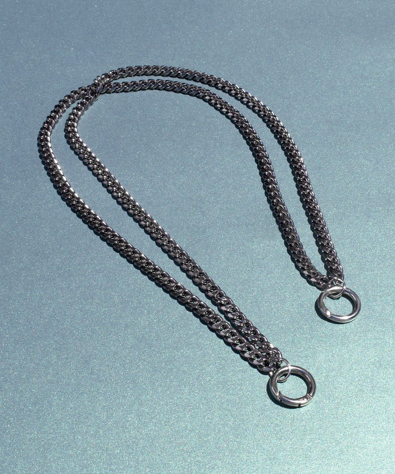 Cadena liviana doble corta plateado plomo accesorio moderno para bolsos hombro Kaloskopic