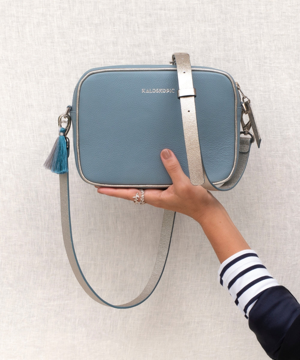 CROSSBODY BLUE SILVER SPOTS