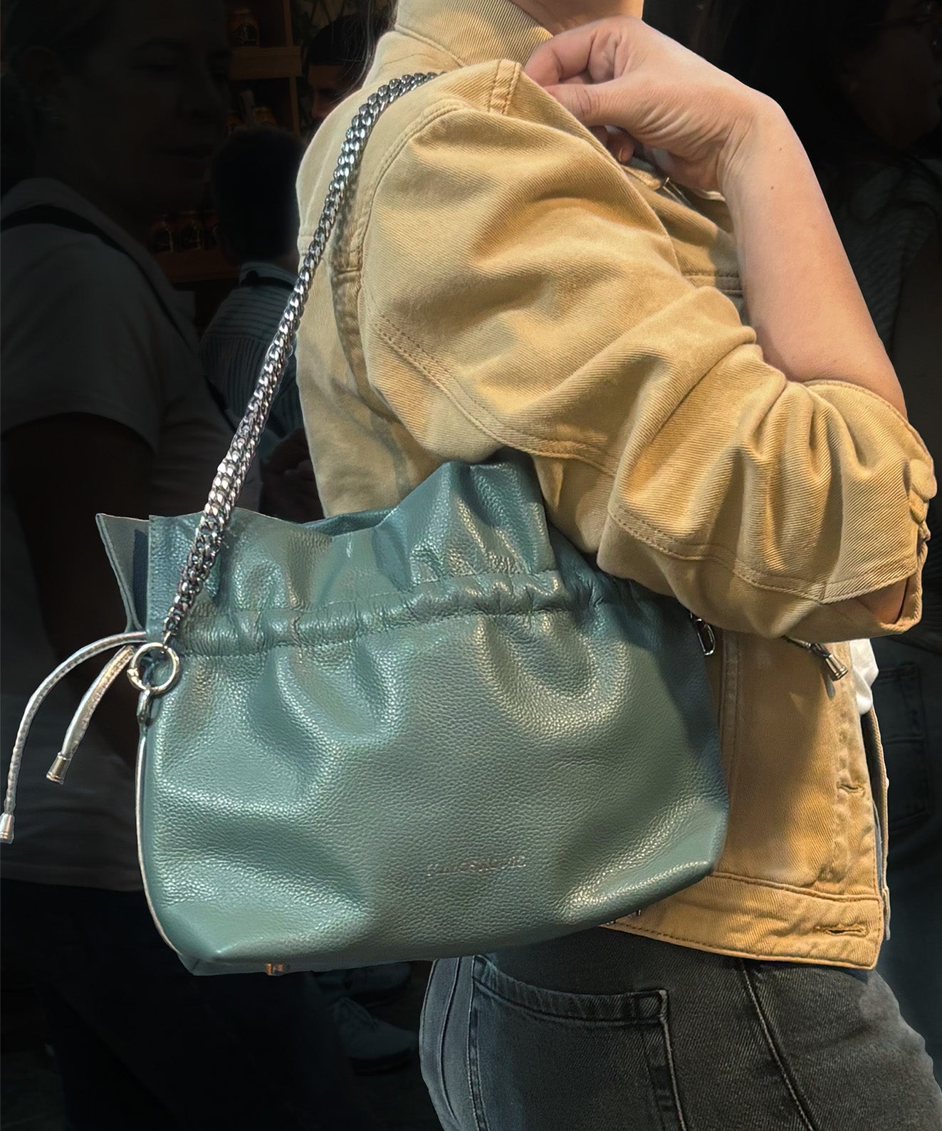 Cadena doble plateado plomo corta accesorio bolso hombro mujer Kaloskopic